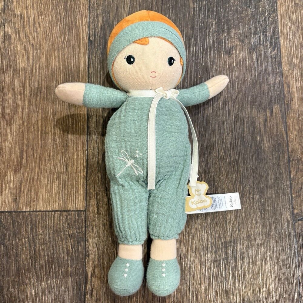 Kaloo Tendresse Olivia Plush Doll Green Baby Lovey 10”